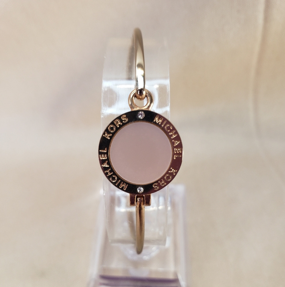 Michael Kors Rose Gold Tone with Pink Disc Hook Bangle